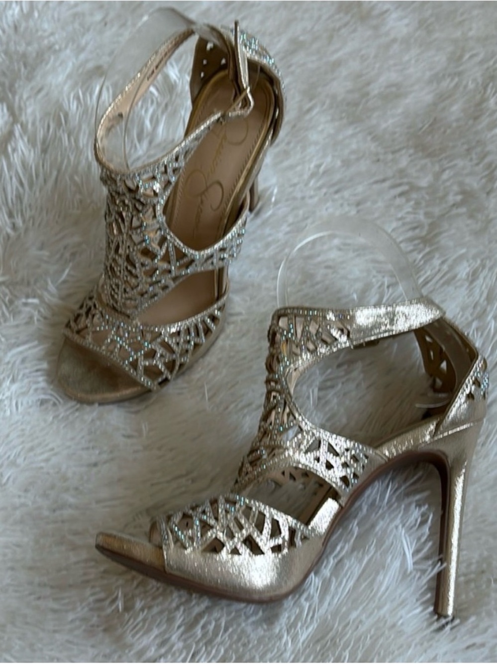 Heeled  golden platform sandals